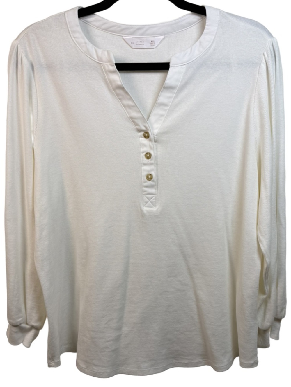 LC Lauren Conrad Ivory Long-Sleeve Henley Top